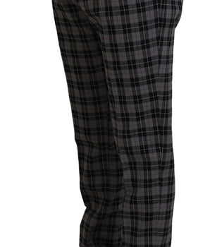 BENCIVENGA Gray Checkered Slim Fit Men Pants