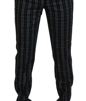 BENCIVENGA Gray Checkered Slim Fit Men Pants