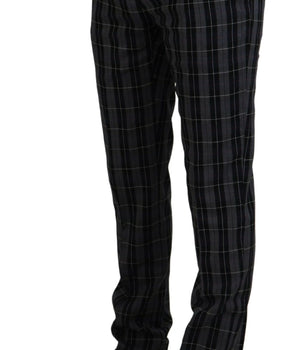 BENCIVENGA Gray Checkered Slim Fit Men Pants