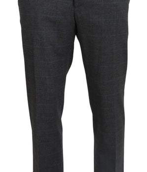 BENCIVENGA Gray Checkered Wool Dress Formal Pants