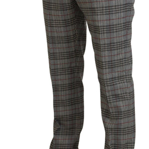 BENCIVENGA Elegant Gray Checkered Slim Men's Pants