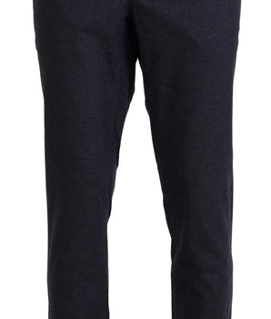 Domenico Tagliente Black Polyester Tapered Dress Pants
