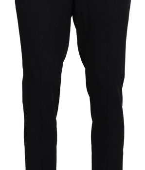 Domenico Tagliente Black Polyester Tapered Dress Pants