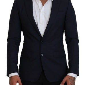 Dolce & Gabbana Elegant Blue Wool Silk Blazer Jacket