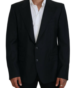 Dolce & Gabbana Dark Blue Wool Formal Sicilia Blazer