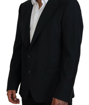 Dolce & Gabbana Dark Blue Wool Formal Sicilia Blazer