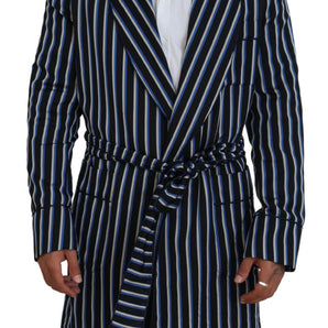 Dolce &amp; Gabbana Elegant Striped Silk Blend Robe