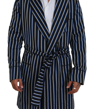 Dolce & Gabbana Black Blue Martini Printed Lining Robe