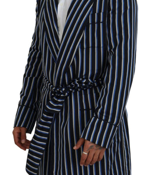 Dolce & Gabbana Black Blue Martini Printed Lining Robe