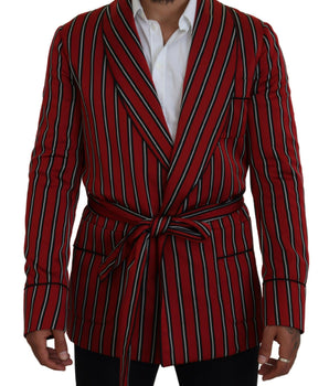 Dolce & Gabbana Red Striped Martini Printed Lining Robe