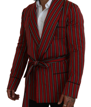 Dolce & Gabbana Red Striped Martini Printed Lining Robe
