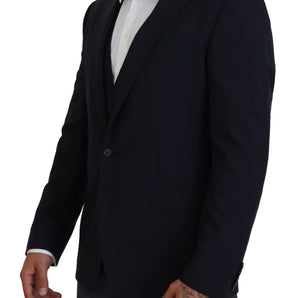 Dolce &amp; Gabbana Elegant Navy Wool Blend Martini Blazer