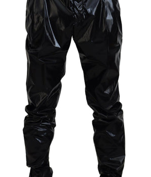 Dolce & Gabbana Black Shining Nylon Skinny Men Pants