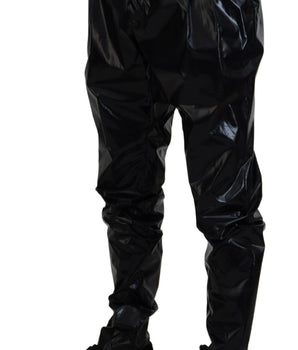 Dolce & Gabbana Black Shining Nylon Skinny Men Pants