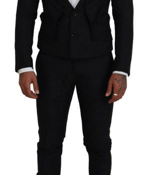 Dolce & Gabbana Black Polyester Men 2 Piece MARTINI Suit