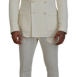 Dolce & Gabbana Elegant Off White Silk-Blend Suit