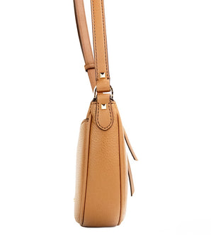 Michael Kors Dover Small Luggage Pebbled Leather Half Moon Crossbody Bag Purse