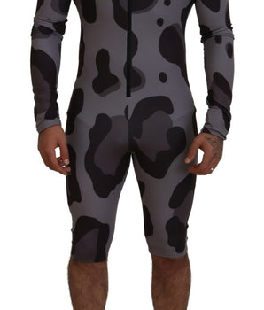 Dolce & Gabbana Gray Patterned Polyester Wetsuit Swimwear