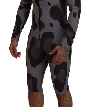 Dolce & Gabbana Gray Patterned Polyester Wetsuit Swimwear