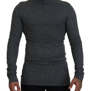 Dolce &amp; Gabbana Elegant Dark Gray Pullover Sweater