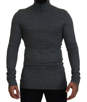 Dolce &amp; Gabbana Dark Gray Nylon Turtleneck Pullover Sweater