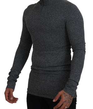 Dolce &amp; Gabbana Dark Gray Nylon Turtleneck Pullover Sweater