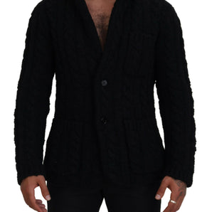 Dolce &amp; Gabbana Elegant Black Wool-Cashmere Blend Cardigan