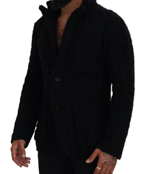 Dolce &amp; Gabbana black wool knit button-down sweater