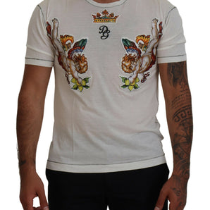 Dolce &amp; Gabbana Elegant White Cotton-Silk Blend Tee