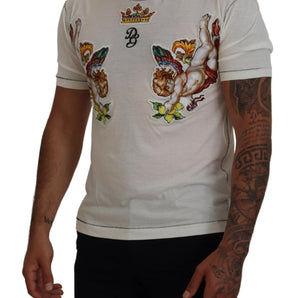 Dolce &amp; Gabbana Elegante camiseta blanca de mezcla de algodón y seda