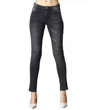 Yes Zee Vaqueros de algodón negro para mujer