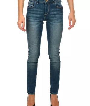 Yes Zee - Vaqueros ajustados de algodón azul para mujer