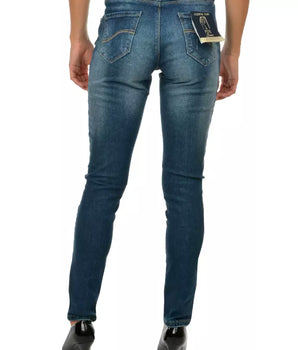 Yes Zee - Vaqueros ajustados de algodón azul para mujer