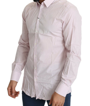 Dolce &amp; Gabbana Light Pink Cotton Formal GOLD Dress Shirt