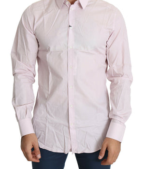 Dolce &amp; Gabbana Light Pink Cotton Formal GOLD Dress Shirt