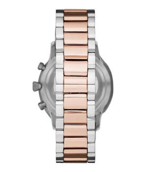 Emporio Armani Silver and Bronze Steel Chronograph Watch
