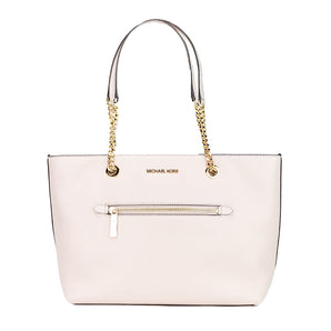 Michael Kors Jet Set Bolso tote mediano de cuero color rubor con cremallera frontal y cadena