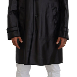 Dolce &amp; Gabbana Elegant Hooded Parka Coat in Black and Bordeaux