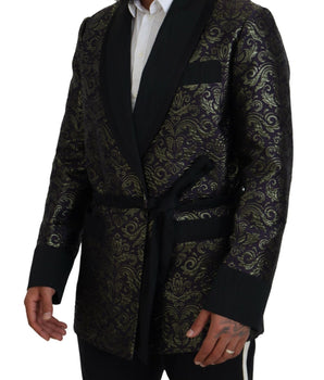Dolce &amp; Gabbana Gold Purple Baroque Jacket Blazer Robe