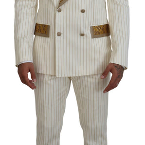 Dolce &amp; Gabbana Elegant Off White Double Breasted Suit