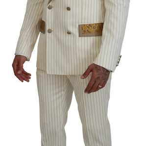 Dolce &amp; Gabbana Elegant Off White Double Breasted Suit