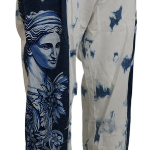 Dolce &amp; Gabbana Elegant Loose Fit Denim Pants with Unique Print