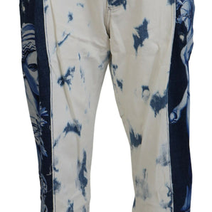 Dolce &amp; Gabbana Elegant Loose Fit Denim Pants with Unique Print