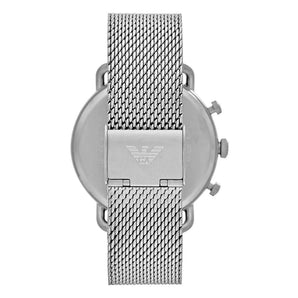 Emporio Armani sofisticado reloj cronógrafo de acero plateado