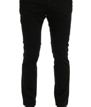 Costume National Chic Black Slim Fit Cotton Stretch Pants Costume National 