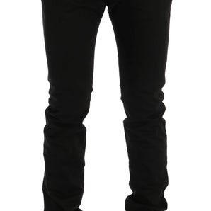 Pantalón elegante de algodón negro de corte slim de GF Ferre