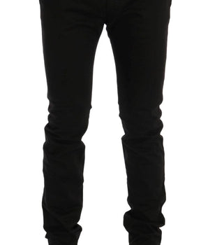 GF Ferre Elegant Slim Fit Black Cotton Trousers GF Ferre 