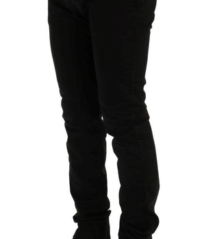 GF Ferre Elegant Slim Fit Black Cotton Trousers GF Ferre 