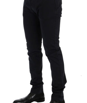 GF Ferre Chic Slim-Fit Blue Cotton Stretch Pants GF Ferre 