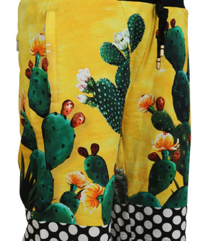 Dolce & Gabbana Multicolor Cactus Print Cotton Sweat Shorts